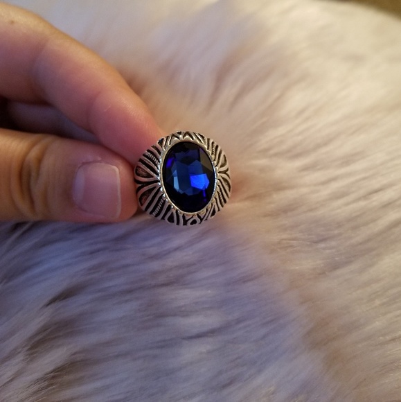 💎 Blue gem glass stone ring - Picture 6 of 7